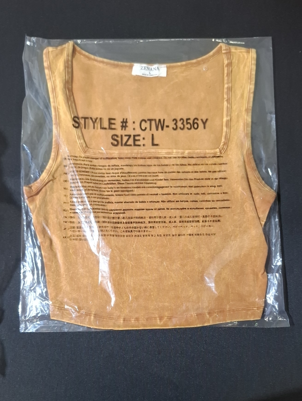 Zenana Outfitters Cropped Square Neck Tank Top - Rust Tan